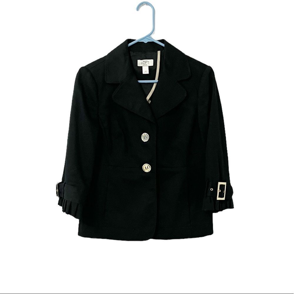 Ann Taylor LOFT Women Black 3/4 Sleeve Jacket Petites Size 6P